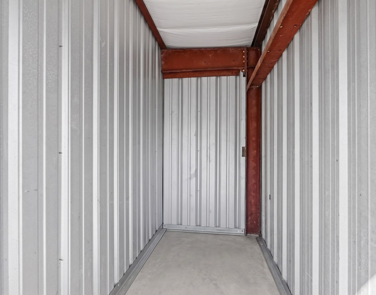 Narrow empty storage unit interior
